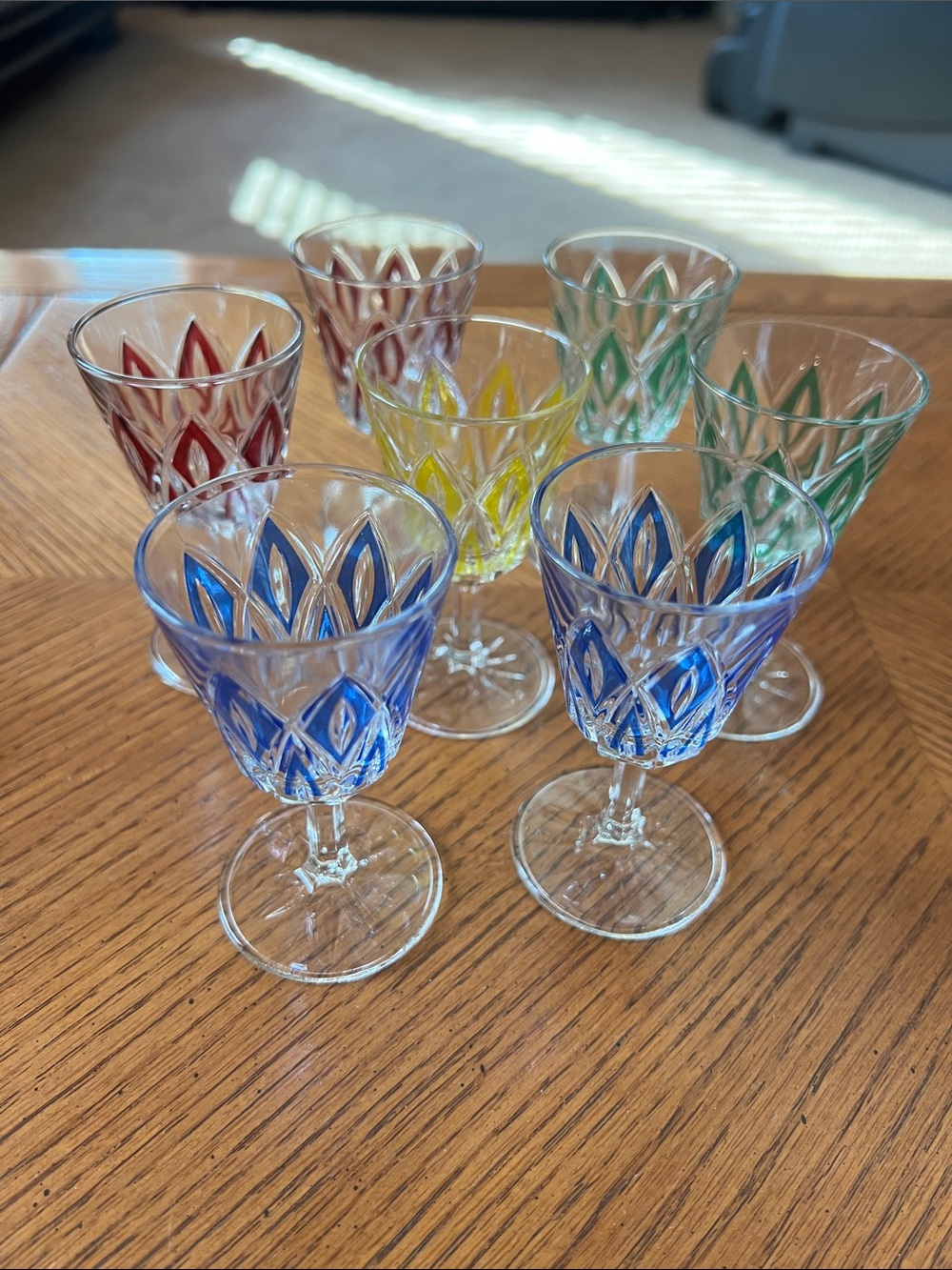 VTG MCM Crystal Small Sherry Glasses Mini Shots 3.5”, Set of 7